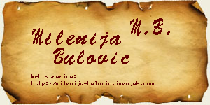 Milenija Bulović vizit kartica